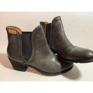 Womens Pikolinos short brown leather booties heel shoes Ankle Boots 9 (39)